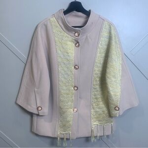 Italian Retro Beige Gold Yellow Fringe Jacket Size Large